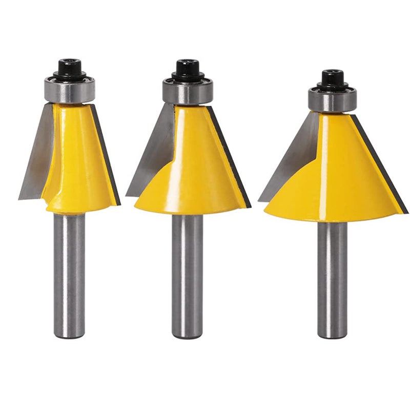 Wolfride 3Pcs Chamfer Router Bit Set 1/4 Inch Shank Bevel Router Bits 15 22.5 30 Degree - Image 1